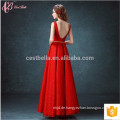 Guangzhou lange elegante rote beste Qualität A-line ärmellose Chiffon OEM Services Brautjungfer Kleid